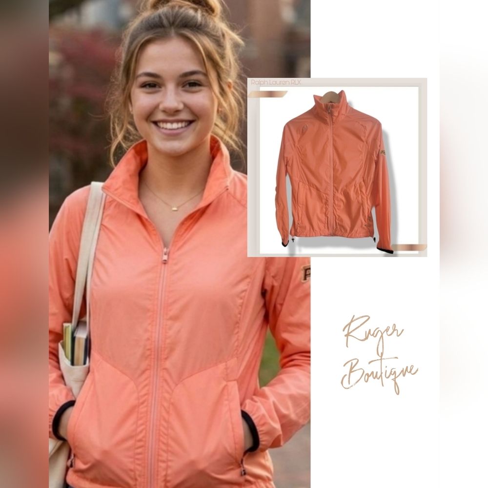 🌿RLX Ralph Lauren Pastel Orange Windbreaker Jacket Small